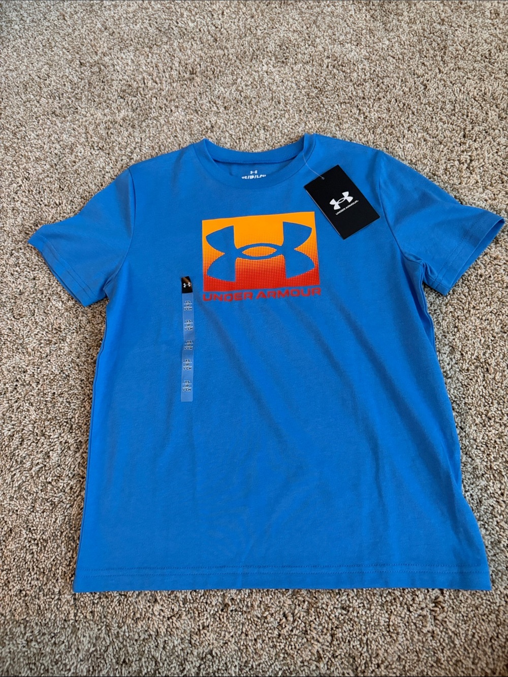 Under Armour Blue Tee with Orange Gradient Logo